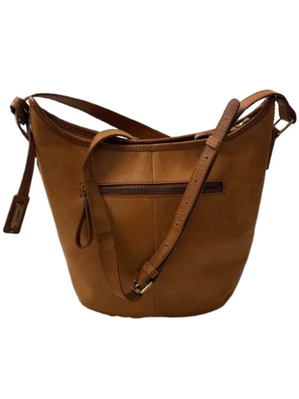 Born Leather Crossbody Bucket Bag Brown Distressed Genuine Leather Boho